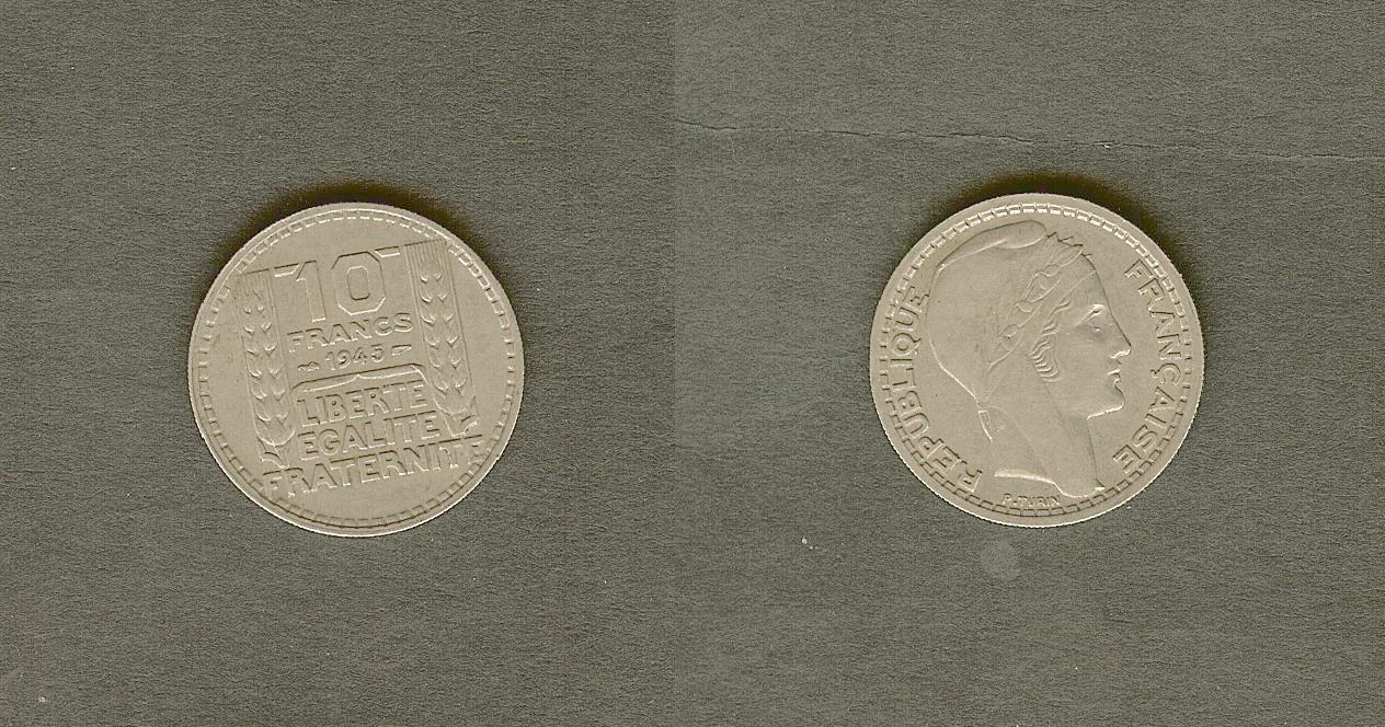 10 francs Turin, grosse tête, rameaux courts 1945 SUP-